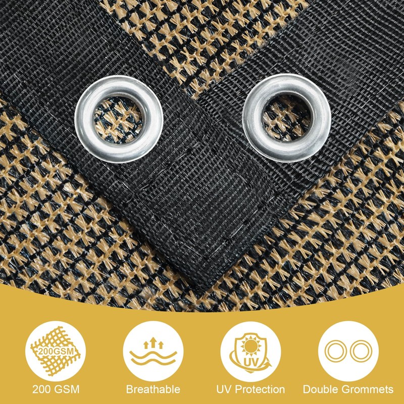 Shade&Beyond Customized Size 90% Sun Shade Cloth with Grommets, 10'