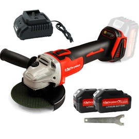 DogChrymion 20V Cordless Angle Grinder, Compatible with Makita 18V Battery, 8500 RPM, for 4-1/2'' Disc, 4 Power/Speed Levels,comes with 2 * 4.0Ah Batteries and Charger