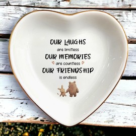 Clover89 Our Friendship Is Endless Ring Dish-Friendship Gift for Friends,Besties,BFF,Women,Her,Girl-BFF Ceramic Ring Dish-Trinket Dish For Female Birthday,Christmas,Thanksgiving,Long Distance Gifts