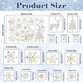 50 Pieces Christmas Trees Snowflake Reindeer Window Clings, Anti-Collision Window Decals to Save Birds from Collisions, Rainbow Prismatic Sun Catcher Glass Window Stickers Cling Holiday Decorations