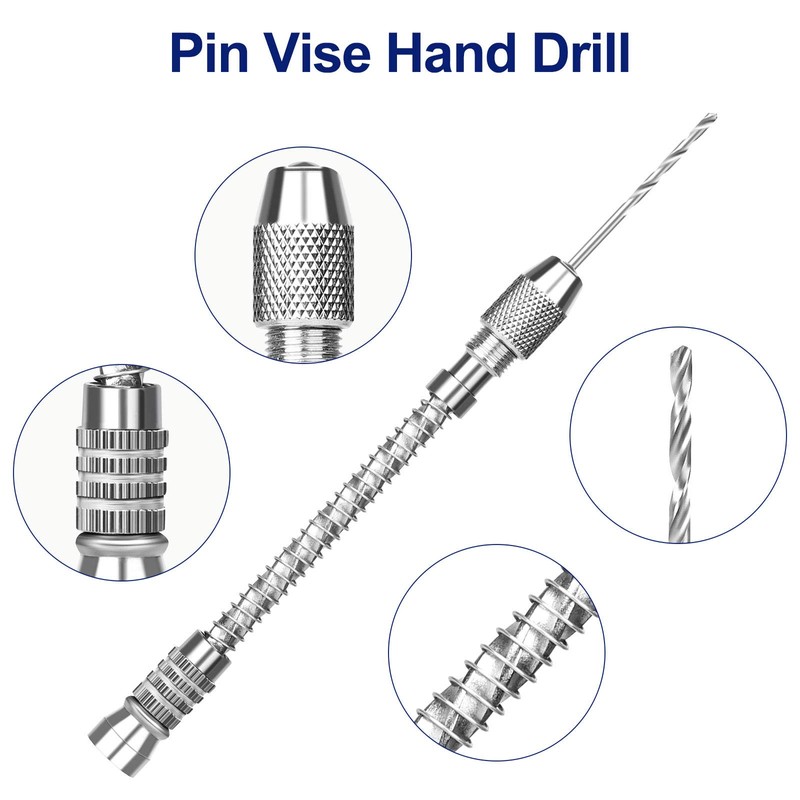 Mini Hand Drill Set with 20pcs Twist Bits 0.3-1.6mm, Linkstyle