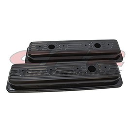 STEEL 1987-00 Compatible/Replacement for CHEVY/GMC 5.0L & 5.7L CENTER BOLT TALL VALVE COVERS - BLACK