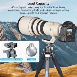 ARTCISE Tripod Ball Head Low Profile Tripod Head All Metal Camera Tripod Head 44lbs/20kg Load with Three Arca Swiss Quick Release Plate for Tripod, Monopod, DSLR, Camera