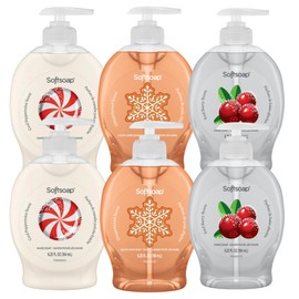 Softsoap Holiday Limited Edition Hand Soap Set, 6 Bottles, Gingerbread, Peppermint & Iced Berry Scents, 7.5 fl oz