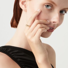 Miabella Italian 925 Sterling Silver Bead Ball Stackable Ring for Women, in Silver or 18K Gold Plated (Yellow-Gold-Plated-Silver, Size 7)