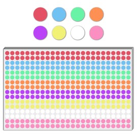 16,000 Pieces - 8mm Coloured Dot Stickers, Sticky Dots Labels - 8 Assorted Colours