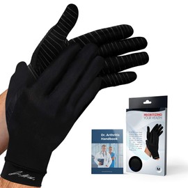 Doctors Designed Osteoarthritis Gloves with Copper/Compression Gloves for Women and Men, Fingerless Gloves, Raynauds, RSI, Carpal Tunnel, Eczema Gloves [Black, S]