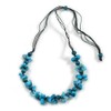 Avalaya Light Blue Shell and Teal Wood Beads with Black