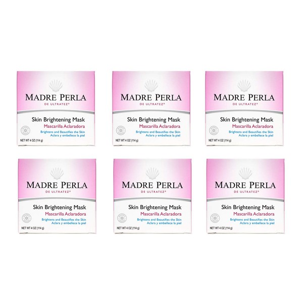 MADRE PERLA DE ULTRATEZ Skin Brightening Mask, No Hydroquinone, Parabens or Artificial Colors, Allergy-Tested, Made in USA 4 OZ (6 Jars)