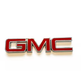 AutoTattoo 14-19 GMC Sierra Tailgate Letter Logo Emblem Adhesive Nameplate OEM Chrome Red