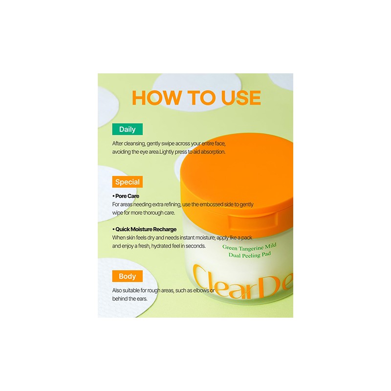 ClearDea. [ClearDea.]Green Tangerine Mild Dual Peeling Pad 140ml (50 pads)