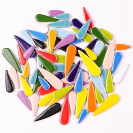 454g Petal Ceramic Mosaic Tiles for Crafts Art, Water Drop Flower Tiles Irregular Ceramic Tiles Bulk, 0.4 inch Square Glazed Porcelain for DIY Mosaic Craft Supplies (Water Drop)