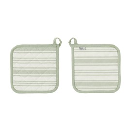 Ulster Weavers - Sage Gingham Pot Mat/Pot Holder (21 x 21cm) - 100% Cotton - Cotton Trivet with Stripes - Striped Green Pot Mat in Blue - Trivets for Hot Pans - Sage Kitchen Accessories