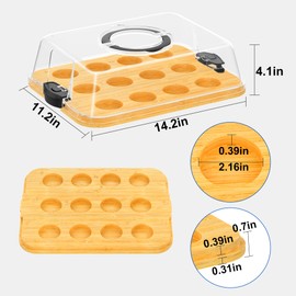 MinBoo Bamboo Cupcake Carriers Bakery Supplies with Heightened Transparent Lid Cupcake Holder Easy Transport and Presentation 12 Secure Fixings, Carry Handle​