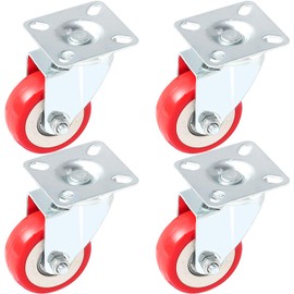 Online Best Service 4 Pack Caster Wheels Swivel Plate On Red Polyurethane Wheels (2 inch Plate)