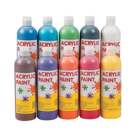 Awesome Acrylic Paint Set (10 vivid colors - each bottle is 16 oz) Safety paint set for Kids