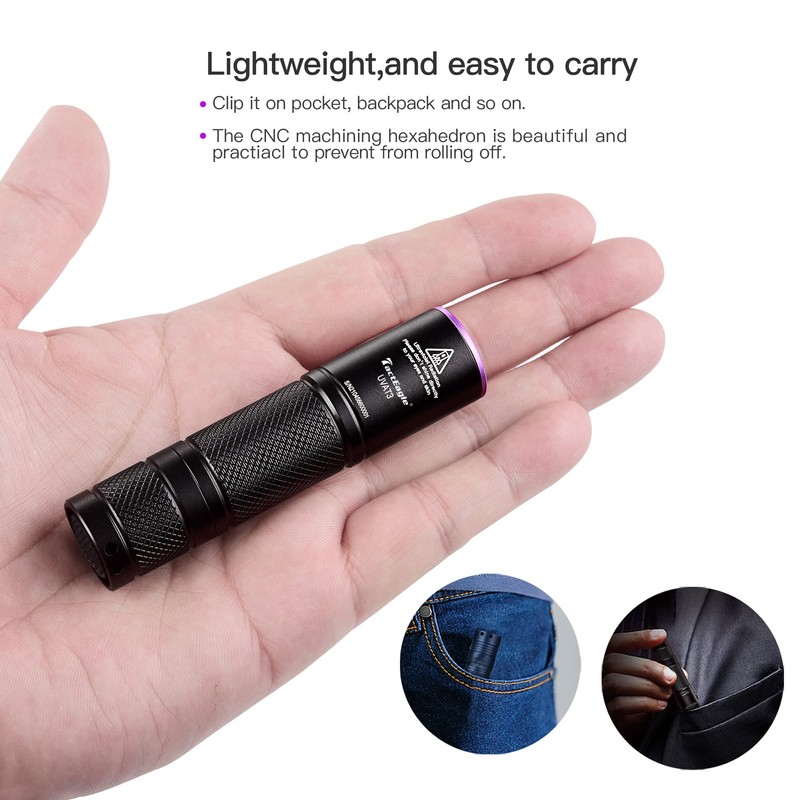 Black Light Flashlight 365NM UV Flashlight TactEagle UVA_T3 for Pet