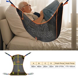 MDSTOP Universal Full Body Patient Lift Sling, Transfer Sling for Elderly & Disabled with Padded, Patient Aid Lift Medical Sling for Shower Bath, Transfer, Positioning and Lifting (Black, L)