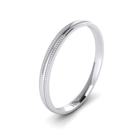 LANDA JEWEL Unisex 10k White Gold 2mm Light Court Shape Comfort Fit Polished Wedding Ring Milgrain Band (11)