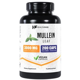 Healthfare Mullein Leaf Capsules | 3000mg | 200 Count | Support Lung Cleanse