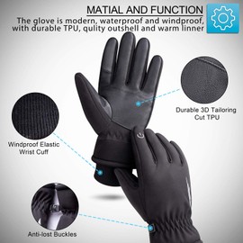 RIVMOUNT Winter Gloves Men Women,Waterproof Touch Screen Gloves Warm Ski Gloves Windproof Thermal Gloves 608