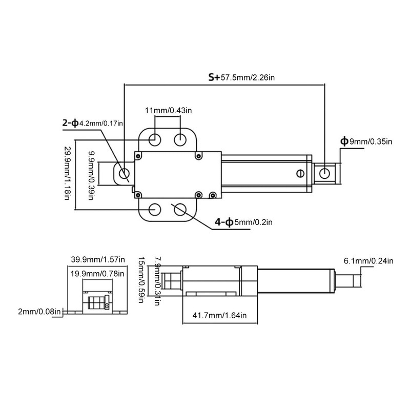 15mm Stroke Micro Linear Actuator, 12V Force 150N Speed 4mm
