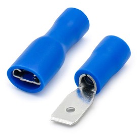 Heschen Male/Female Quick Disconnects Vinyl Fully Insulated 4.8 x 0.5 mm Cable Terminal for 1.5-2.5mm² (16-14 AWG) Blue 100Pack