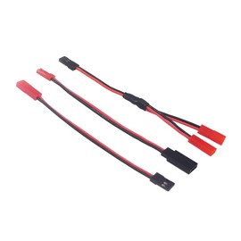 BDHI 3pcs JR Male to JST 2-Female Y-Harness Splitter and JR Futaba to JST 10cm/4in Servo Extension Cable for RC Car Plane Drone(B191-3)