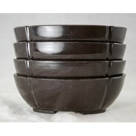Generic 4 Japanese Lotus Shape Plastic Bonsai Training Pot, Cactus & Succulent Planter - 4.75""x 3.5""x 1.5"" (4X1230), Dark Brown