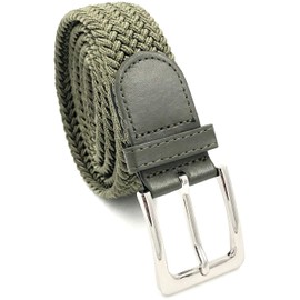 LisaModa LM1000 Men's Stretch Braided Belt Fabric Belt Many Colours, olive green