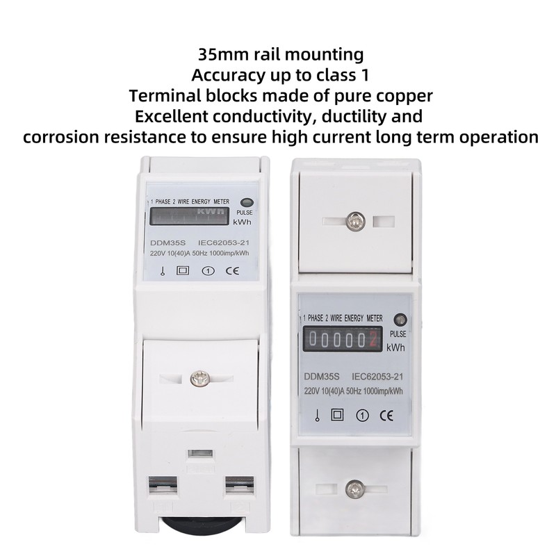Single Phase Energy Meter Tester Digital Din Rail Electricity Monitor