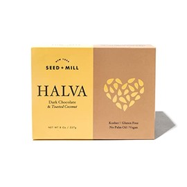 Seed + Mill - Halva - Dark Chocolate & Toasted Coconut - Vegan, Kosher, & Gluten Free - Enjoy this soft, fudgelike candy made out of sesame paste and dark chocolate - 8 oz