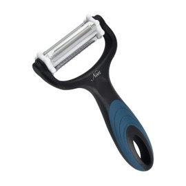 Neez 3 in 1 Vegetable Peeler - Fruit, Carrot & Potato Peelers for Kitchen - Non Slip Good Grips Stainless Steel Julienne Peeler - Both Handed Speed Y Peeler (Black)