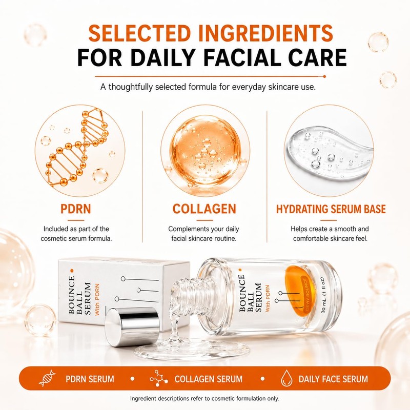PDRN Bounce Ball Collagen Serum, Hydrating Facial Skin Care Essence