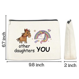 FYDHQSS Funny Gifts for Daughter Makeup Bag, Birthday Christmas Graduation I Love You Gifts for Daughter from Dad Mom Cosmetic Travel Bag Zipper Toiletry Pouch for Purse