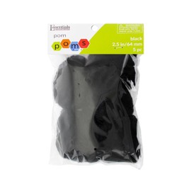 Essentials By Leisure Arts - Pompones negros de 3 pulgadas, 4 piezas por paquete