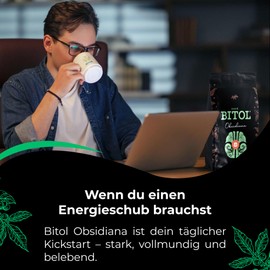 BITOL Coffee Ground Intensive with Strong Flavour Smoky Profile Blend of Arabica and Robusta Beans Dark Roast Natural Energy (250 g, Obsidiana)