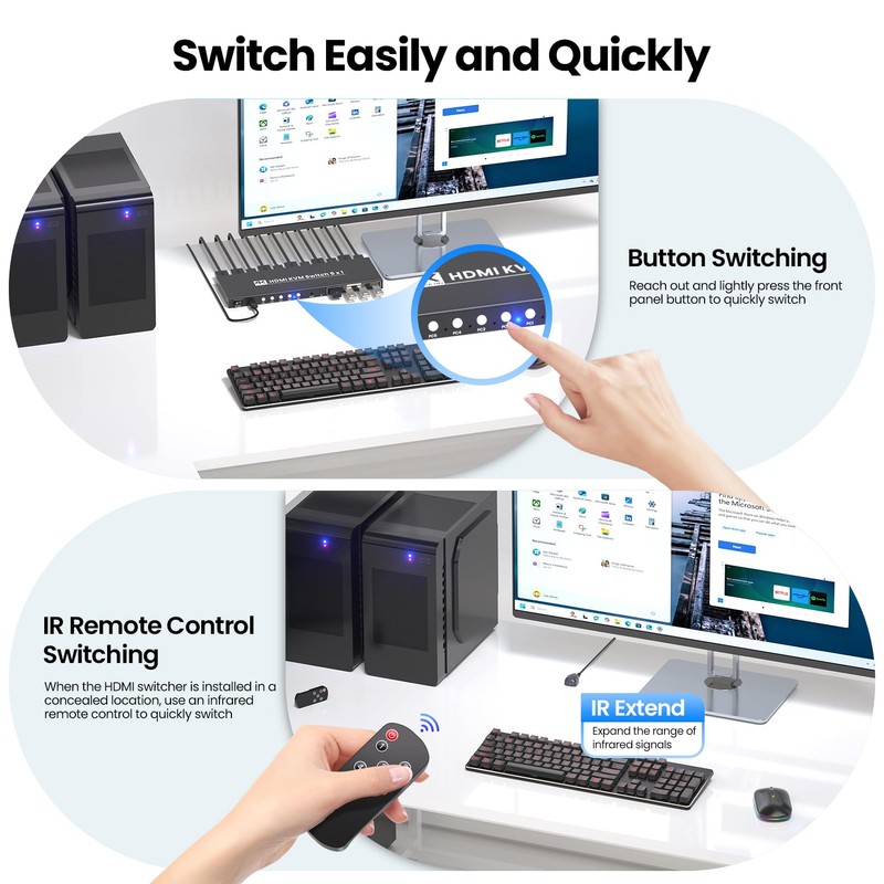 5 Port HDMI KVM Switch, 4K@60Hz USB 3.0 KVM Switch