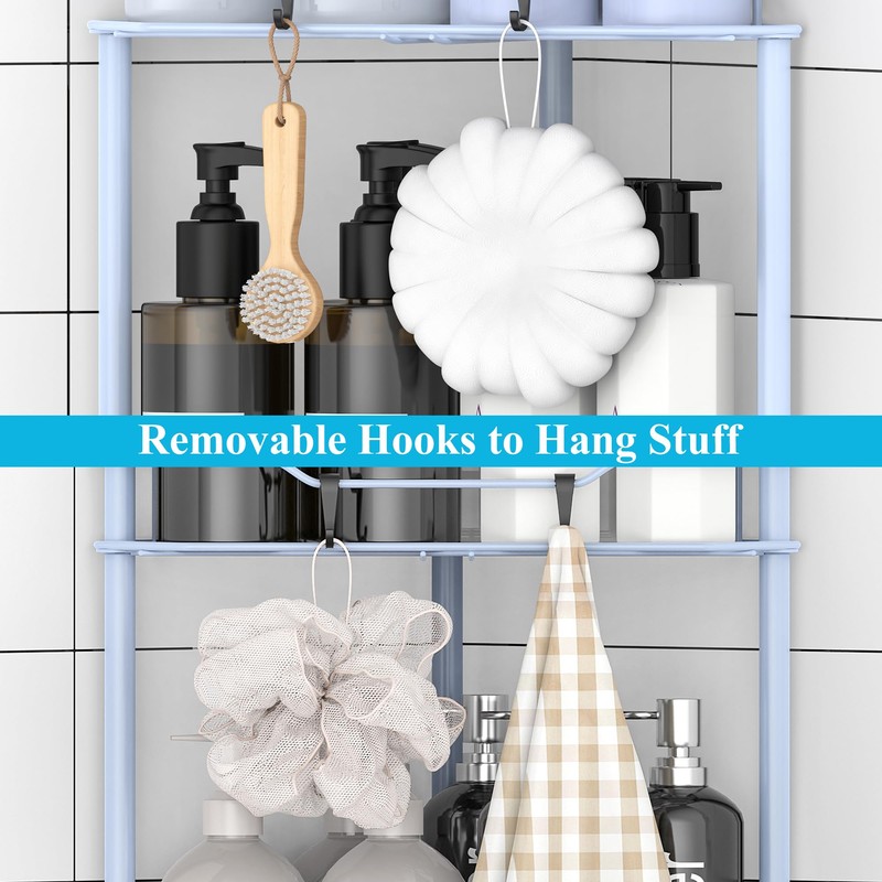 HuggieGems 4 Tier Floor Standing Corner Shower Caddy Organizer Shelf