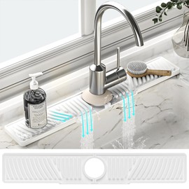Diatomite Faucet Mat for Kitchen Sink - Fast Drying Sink Splash Guard, Multi-Slope Fast Self-Draining Stone Sink Mat for Kitchen Faucet, Sink Faucet Mat Splash Guard Keep Countertops Dry (23.6"x4")