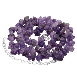 Lebensquelle Plus Amethyst Chip Chain Gemstone Chain 45 + 5 cm Extension Chain Made of 925 Silver Lobster Clasp, Stainless Steel, Amethyst