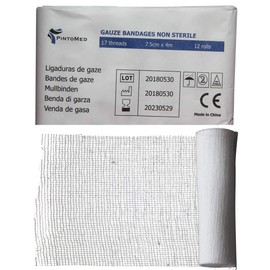 Non-Sterile Gauze Bandage Adjustable Wound Bandage, Dressing Box, 12 Rolls - 5 cm, 7.5 cm, 10 cm and 15 cm 7.5 cm
