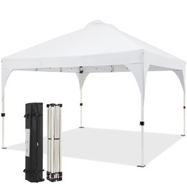Topeakmart 12X12 Pop Up Canopy, Outdoor Portable Shelter Tent with 12 Stakes & 4 Sandbags, Wheeled Bag, for Events, Parties, Camping (White, 12X12)