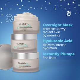 ClarityRx Daily Dose of Water Hyaluronic Acid Overnight Face Mask for Intensive Hydration, Plant-Based, Medical-Grade & Cruelty-Free