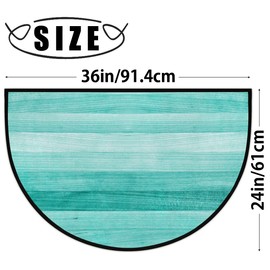 AUUXVA Half Round Door Mat Welcome Door Mats Rug for Front Door Outdoor Indoor Entrance Half Circle Floor Mat Area Rugs for Home Kitchen Patio 36" x 24" (Turquoise Wooden)