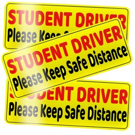 MUPEAK Magnetic Car Stickers, 3-Pack, Student Driver Magnet Stickers Safety Sign for Car Accessories, Yellow/Student Driver