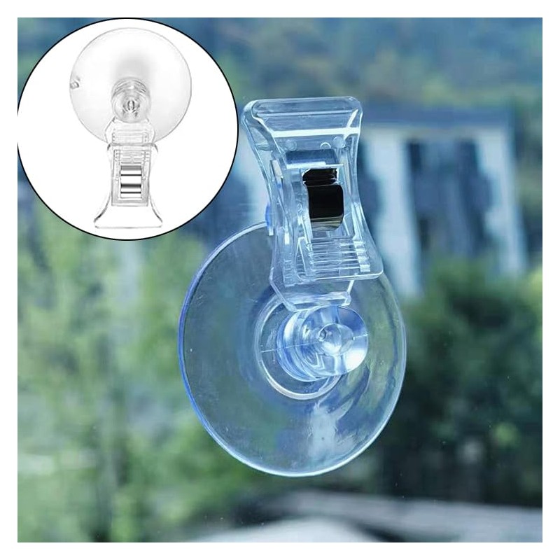 Pack of 12 Transparent Suction Cup Clips, Suction Cups for