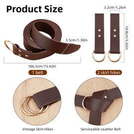 NICENEEDED Medieval Leather Belt, Skirt Hikes Tied Waistband Vintage Belt Medieval Cosplay Belt, PU Leather Ring Belt Costumes Accessories for Women Renaissance