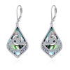 Celtic Earrings 925 Sterling Silver Moonstone Abalone Teardrop Dangle Earrings
