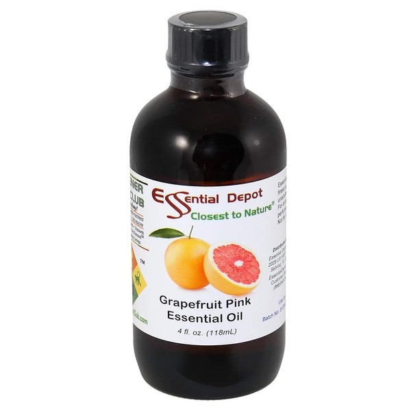 Grapefruit Pink Essential Oil - 4 oz - GC/MS Tested - Supplied in 4 oz. Amber Glass Bottle with Black Phenolic Cone Lined and Safety Sealed Cap